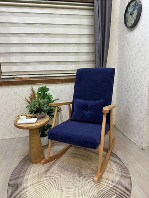 Asedia Trend Lacivert Naturel  Sallanan Sandalye Dinlenme Emzirme Tv Okuma Koltuğu