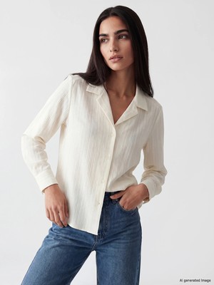 Lc Waikiki Yeni Sezon Çizgili Oversize Kadın Gömlek