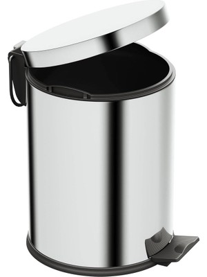 Aqua Bagno Basic Çöp Kovası - Pedallı 5 L, Parlak Krom Paslanmaz