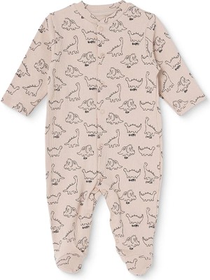 Hellobaby Erkek Bebek Tulum Dinozor Baskılı Çıtçıtlı Bisiklet Yaka Uzun Kol Patikli