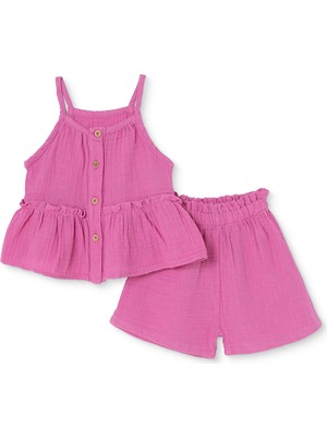 Hellobaby Kız Bebek Bluz-Şort Düğmeli Ip Askılı Patiksiz