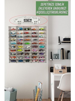 Kututr 50 Araçlık Ahşap Duvar Rafı (Hotweels ve Matchbox), 50ARAÇLISTE