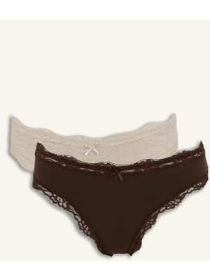 DeFacto Fiyonk ve Dantel Detaylı Ribana 2'li Slip Külot I4131AX26AU