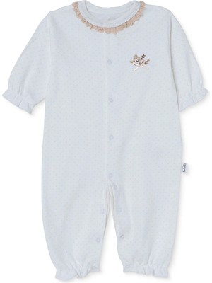 Bebetto Kız Bebek Tulum Çiçek Baskılı Çıtçıtlı Bisiklet Yaka Long Sleeve Patiksiz