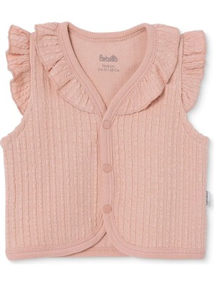 Bebetto Kız Bebek Yelek Çıtçıtlı V Yaka Short Sleeve