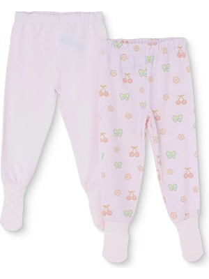 Hellobaby Kız Bebek 2li Pantolon Kiraz Baskılı Çoraplı