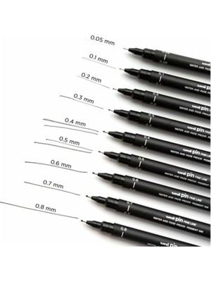 Asitan Unibal Uni Pin Siyah Profesyonel Teknik Çizim Kalemi, 0.05MM