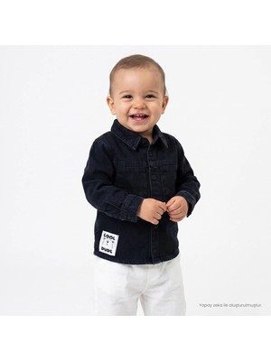 Hellobaby Erkek Bebek Gömlek Düğmeli Gömlek Yaka Long Sleeve