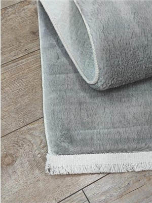 Asitan Raschel Carpet Saçaklı Kalın Yumuşak Kaymaz Taban Açık Gri Peluş Halı, 150 x 230