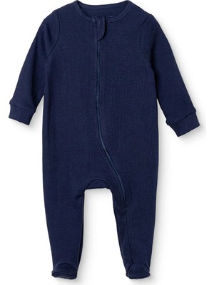 Hellobaby Erkek Bebek Tulum Fermuarlı Bisiklet Yaka Long Sleeve Patikli