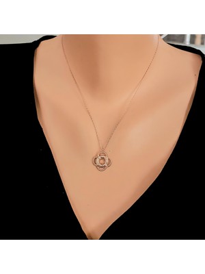 925 Ayar Gümüş Can Simidi Kolye, Pembe