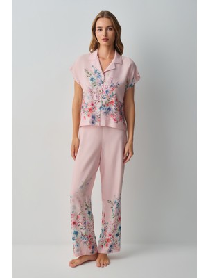 Suwen Bliss Floral Gömlek Yaka Pijama Takımı