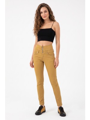 Baglan Kadın Yüksek Bel Kanvas Pantolon BGL-ST01575