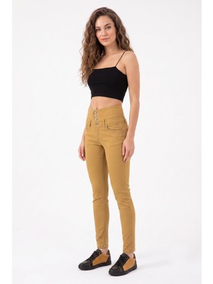 Baglan Kadın Yüksek Bel Kanvas Pantolon BGL-ST01575