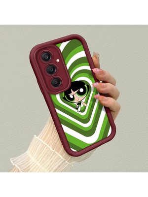 HONTINGA Samsung Galaxy A25 ile Uyumlu Kılıf Kamera Koruyucu Basitlik Anti Düşme Kamera Korumalı Kartoon Kılıf Bordo Desen Yumuşak Silikon Sevgili Çift Telefon Kılıfı Kadın ve Erkek Için Uygundur K2-7451