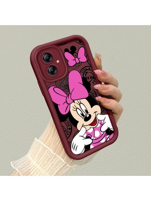 HONTINGA Samsung Galaxy A04E ile Uyumlu Kılıf Kamera Koruyucu Basitlik Anti Düşme Kamera Korumalı Kartoon Kılıf Bordo Desen Yumuşak Silikon Sevgili Çift Telefon Kılıfı Kadın ve Erkek Için Uygundur K2-7489