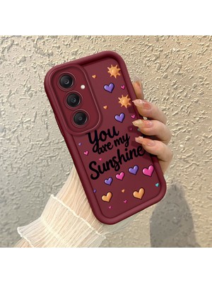 HONTINGA Samsung Galaxy A24 ile Uyumlu Kılıf Kamera Koruyucu Basitlik Anti Düşme Kamera Korumalı Kalp Kılıf Bordo Desen Yumuşak Silikon Sevgili Çift Telefon Kılıfı Kadın ve Erkek Için Uygundur K2-7492