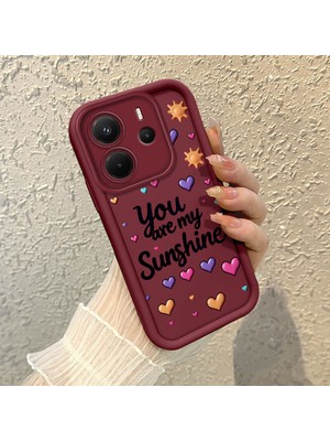 HONTINGA Xiaomi Redmi Note 14 ile Uyumlu Kılıf Kamera Koruyucu Basitlik Anti Düşme Kamera Korumalı Kalp Kılıf Bordo Desen Yumuşak Silikon Sevgili Çift Telefon Kılıfı Kadın ve Erkek Için Uygundur K2-7492