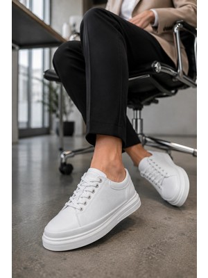 Mevese Emirp Cilt Bağcıklı Erkek Sneaker Günlük Ayakkabı - Beyaz