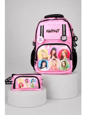 x Dekomus Lisanslı Manifest Toz Pembe Collection Okul Çantası ve Kalem Çantası Seti