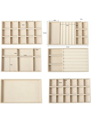 Şık 6 Lı Çekmece Içi Takı Set ( Krem Renk )