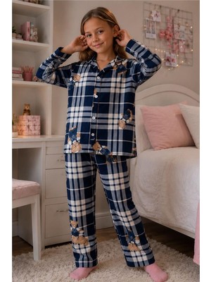 Pina Kids Kız Çocuk Aile Boyu Pamuklu Desenli Pijama Takım TKM1023