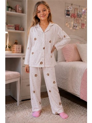 Pina Kids Kız Çocuk Aile Boyu Pamuklu Desenli Pijama Takım TKM1023
