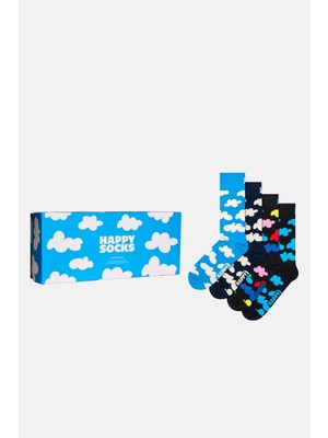 Happy Socks - Açık Mavi 4’lü Bulut Desenli Pamuklu Çorap Seti