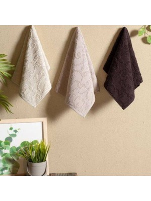 Maxstyle Şal Desen Mutfak Havlusu 3'lü Set 30X50 cm Krem-Taş-Kahve