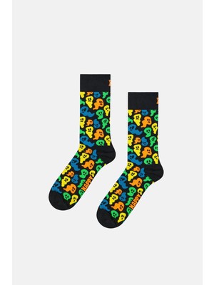 Happy Socks - Siyah Hayalet Desenli Pamuklu Çorap