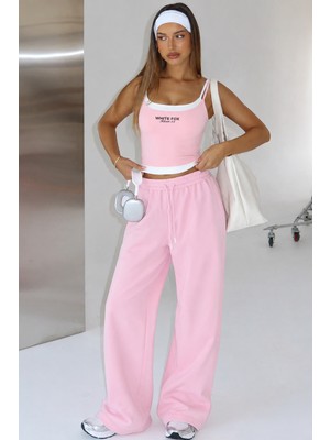Madmext Pembe Yumuşak Dokulu Palazzo Jogger Kadın Eşofman Altı MG2122