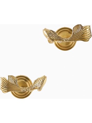 Anthropologie Koi Fish Tekli Katı Pirinç Perde Tutacağı 1 Adet