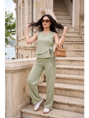 Lela Regular Fit Bağlama Detaylı Bisiklet Yaka Takım Bayan Takım 5866466