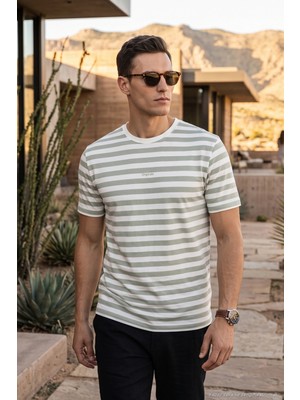Buratti Çizgili Pamuklu Relaxed Fit Bisiklet Yaka T Shirt Erkek T Shirt 5904078