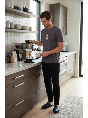 Buratti Pamuklu Regular Fit Baskılı Pijama Takımı Erkek Pijama Takımı 6096160