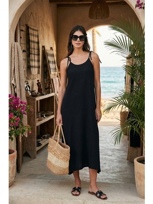Lela Regular Fit Ip Askılı Uzun Elbise Kadın Elbise 5865732