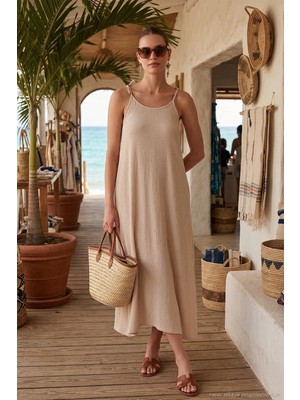 Lela Regular Fit Ip Askılı Uzun Elbise Kadın Elbise 5865732