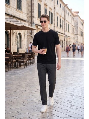 Buratti Pamuklu Regular Fit Şerit Detaylı T Shirt Erkek T Shirt 5904089