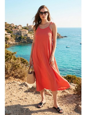Lela Regular Fit Ip Askılı Uzun Elbise Kadın Elbise 5865732