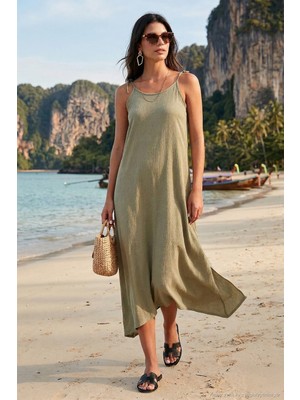 Lela Regular Fit Ip Askılı Uzun Elbise Kadın Elbise 5865732