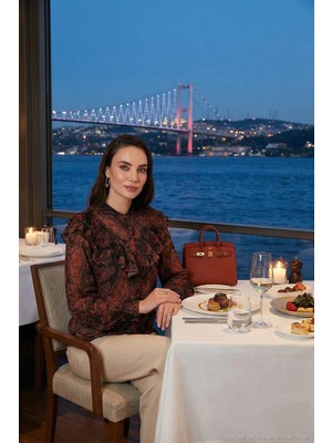Lela Desenli Standart Fit Hakim Yaka Şifon Gömlek Bayan Gömlek 611GO00334