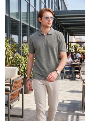 Buratti Pamuklu Regular Fit Fermuarlı Polo Yaka T Shirt Erkek Polo Yaka T Shirt 5902434