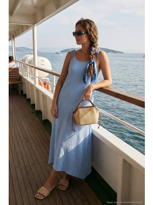 Lela Regular Fit Ip Askılı Uzun Elbise Kadın Elbise 5865732