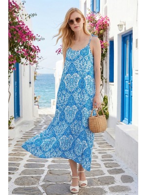 Lela Regular Fit Ip Askılı Uzun Elbise Kadın Elbise 5865732