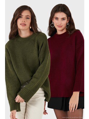 Lela Regular Fit Bisiklet Yaka Basic 2'li Paket Triko Kazak Bayan Kazak 4616213S2