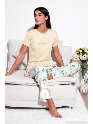 Lela Regular Fit Bisiklet Yaka Kısa Kollu Pijama Takımı Bayan Pijama Takımı 65770105