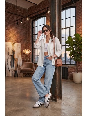 Lela Regular Fit Tek Cepli Önü Kısa Arkası Uzun Krinkıl Gömlek Bayan Gömlek 6772752