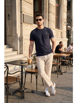Buratti Bisiklet Yaka Kolları Renkli Şerit Detaylı T Shirt Erkek T Shirt 5904060