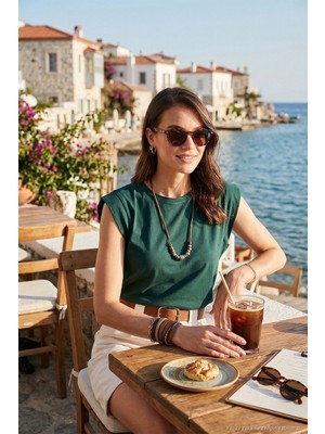 Lela Pamuklu Bisiklet Yaka Kolsuz T Shirt Bayan T Shirt 5864019