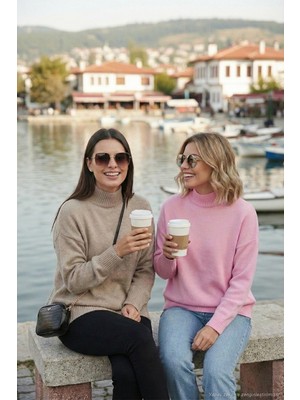 Lela Oversize Fit Balıkçı Yaka Yumuşak Dokulu 2'li Paket Triko Kazak Bayan Kazak 680KZ00469S2